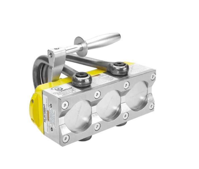 Magswitch MLAY1000x3 lifting magnet in field use — manhole cover removal