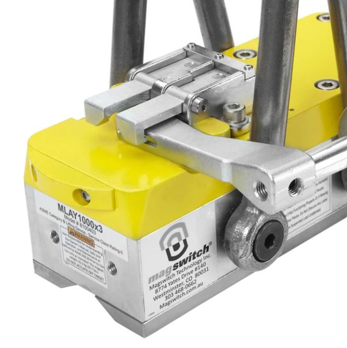 Magswitch MLAY1000x3 lifting magnet — superior air gap performance on rusted and uneven manhole covers