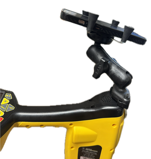 RAM phone mount attached to the vLoc3-RTK-Pro receiver