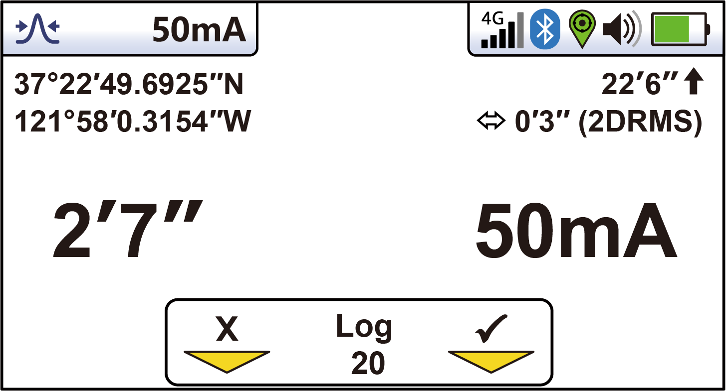 vLoc3-RTK-Pro receiver on-screen locating and mapping display