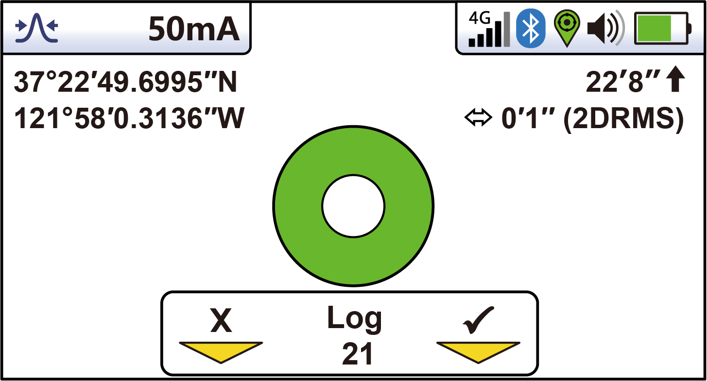 vLoc3-RTK-Pro receiver on-screen locating and mapping display